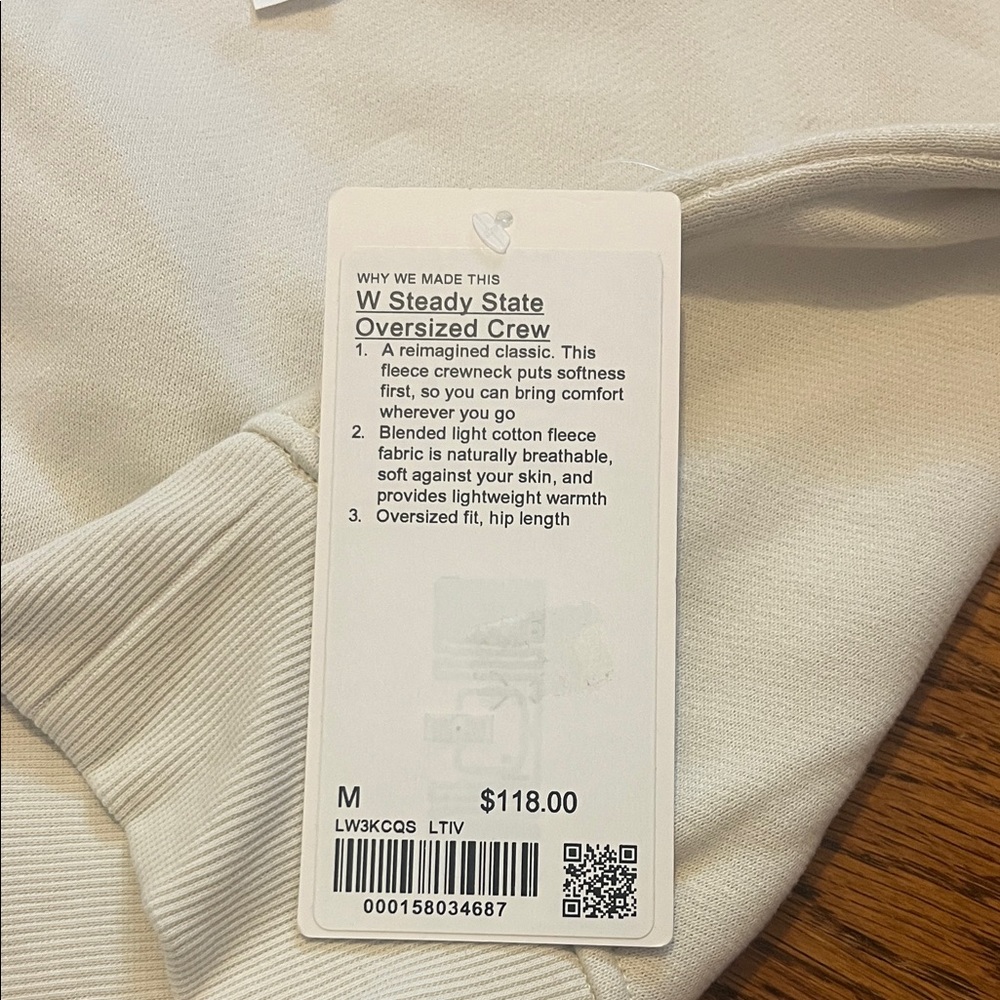 NWT Lululemon athletica Women’s Steady State Oversized Crew Size Medium - Picture 6 of 6